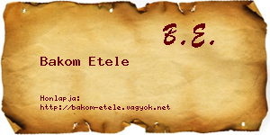 Bakom Etele névjegykártya